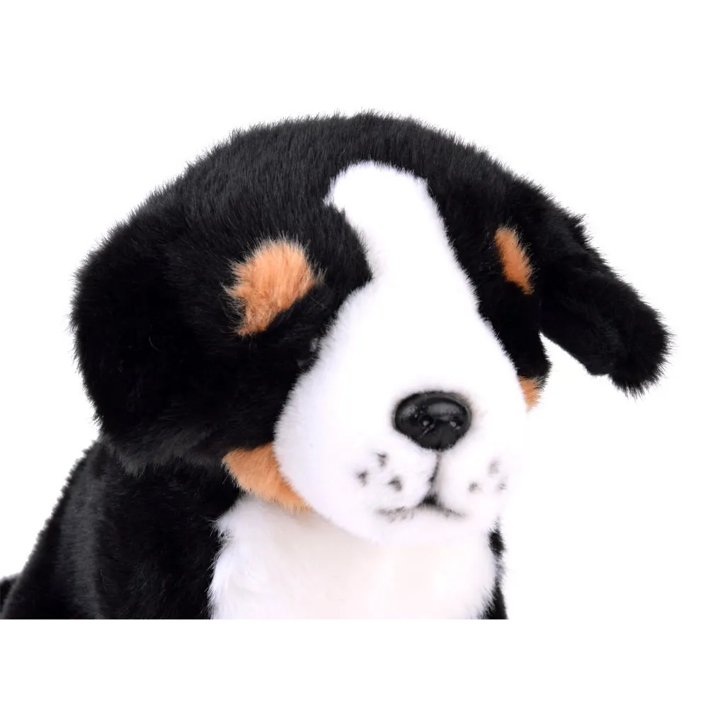 Zbliżenie na twarz i pyszczek maskotki psa berneńskiego