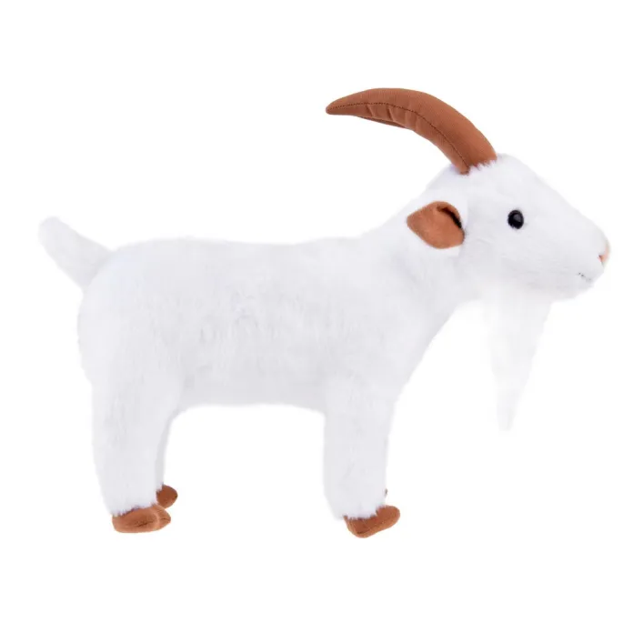 Realistyczna koza wykonana z przyjemnego w dotyku białego pluszu
