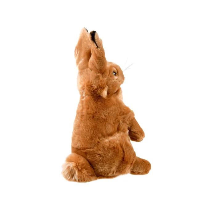 Detal futerka i czarnych obwódek uszu pluszowego zająca