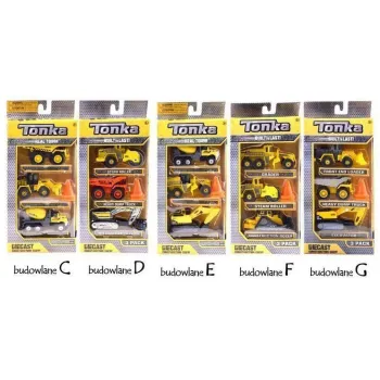 widok z góry na cały zestaw tonka autek i pachołków drogowych