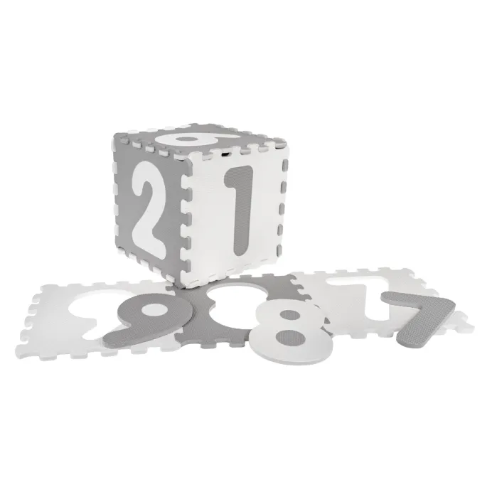 dziecięca mata z puzzlami w miękkim, szarym odcieniu