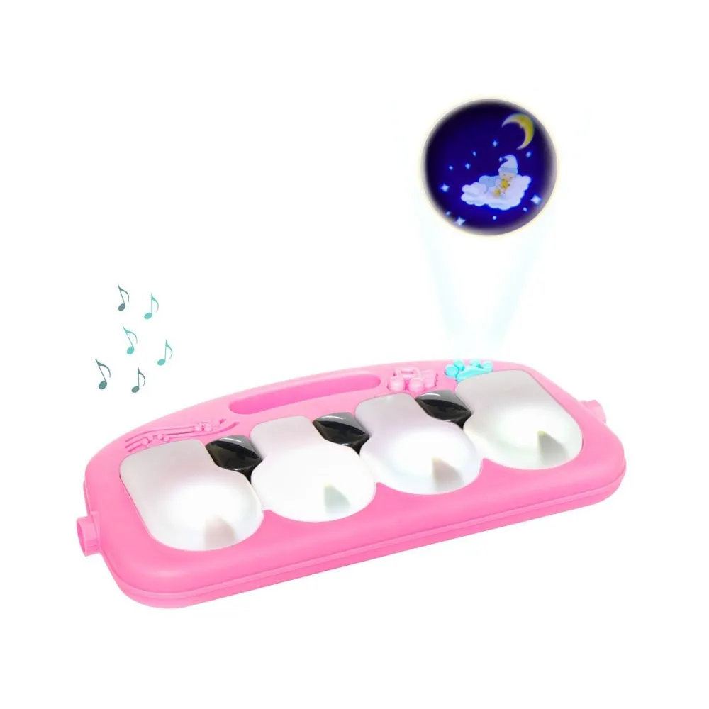 pianinko dziecięce podłączone do maty, widoczne efekty świetlne