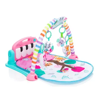 szczegół pałąka z czterema zawieszkami oraz lustereczkiem dla dziecka