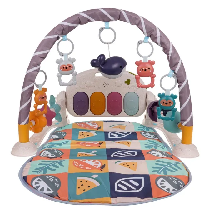 cztery zwieszki z misiami oraz podświetlany delfinek na pałąku maty