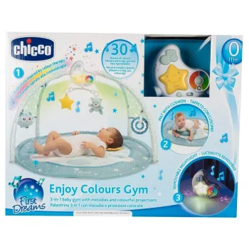 Mata dla niemowlaka 3w1 Enjoy Colors Gym niebieska z interaktywnymi zabawkami