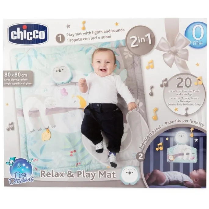 Mata interaktywna Sowa Dzień i Noc 2w1 z kolorowymi elementami sensorycznymi