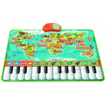 Kolorowa mata muzyczna keyboard z motywami zwierząt na jasnym tle