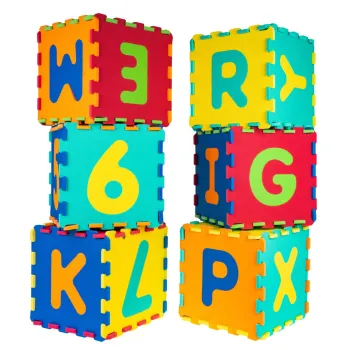 Mata z 36 Puzzli dla dzieci 10m+ Wyjmowane cyfry litery + Pianka EVA + Składanie figur