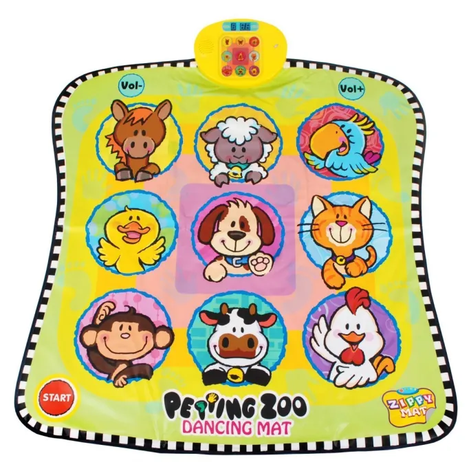 zbliżenie na kolorowe pola maty ze zwierzętami