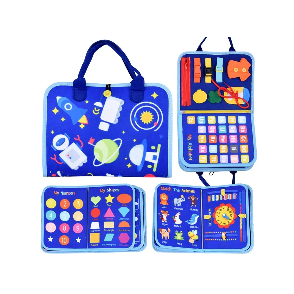 Materiałowa książeczka manipulacyjna edukacyjna z kolorowymi stronami