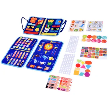 Materiałowa książeczka manipulacyjna edukacyjna + tablica markery ZA6024