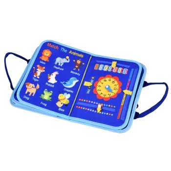 Strona książeczki z ćwiczeniem ubierania i wiązania sznurowadeł