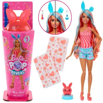Barbie Pop Reveal Shake z lalką i króliczkiem w kolorowym opakowaniu