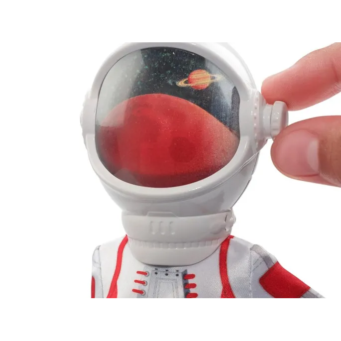 Lalka Barbie siedząca przy laptopie misji kosmicznej