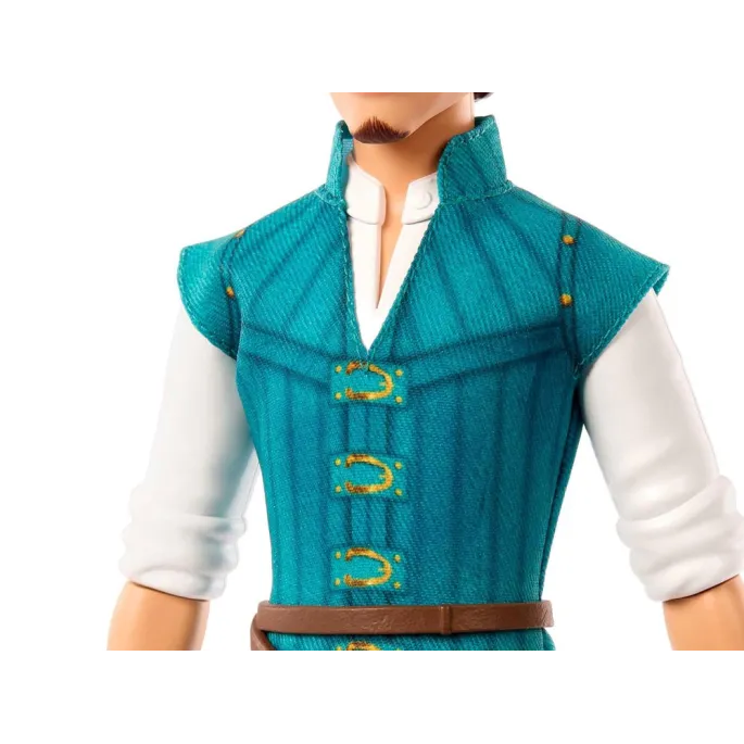 Kozaki, spodnie i kamizelka lalki Flynn Rider z bliska