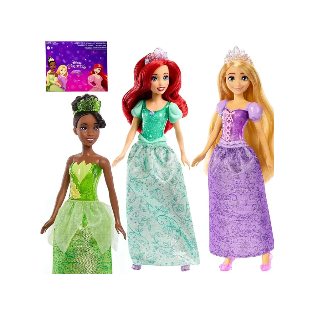 zestaw trzech lalek disney princess ariel tiana roszpunka 28 cm