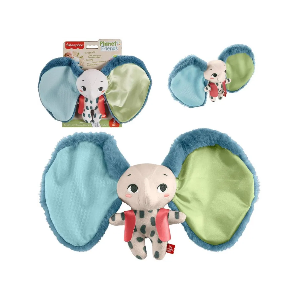 Pluszowa przytulanka sensoryczna słonik Wielkouchy na białym tle