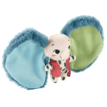 Detal dużych uszu przytulanki z różnymi fakturami materiałów