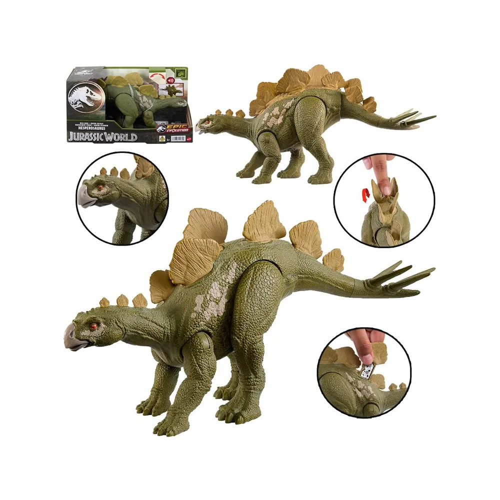 Figurka Hesperosaurus z serii Jurassic World na białym tle