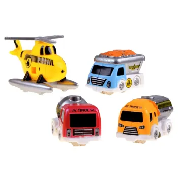 Widok trzech pojazdów budowlanych na trasie przejazdu