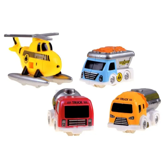 Widok trzech pojazdów budowlanych na trasie przejazdu