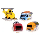 Widok trzech pojazdów budowlanych na trasie przejazdu