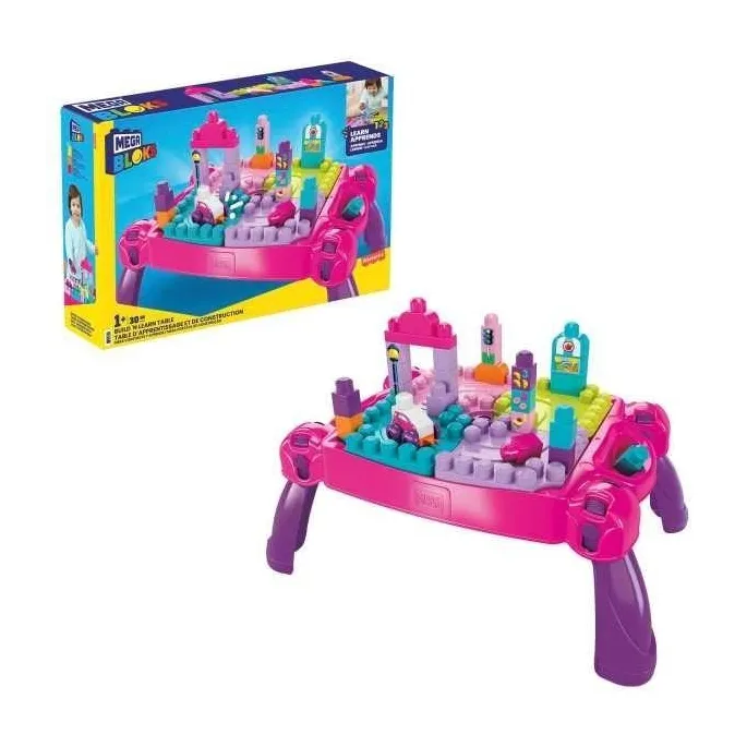 przenośny stolik Mega Bloks z klockami do budowania i nauki dla dzieci