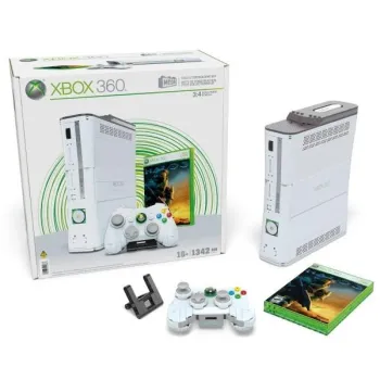 model z klocków repliki konsoli xbox 360 z kontrolerem na podstawce