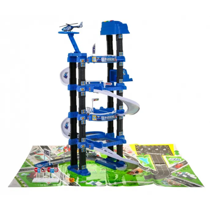 zbliżenie na pięć poziomów parkingu i charakterystyczne detale