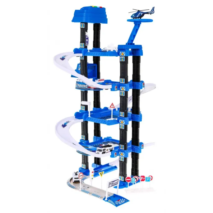 matu z nadrukowanymi ulicami i budynkami rozłożona przy parkingu