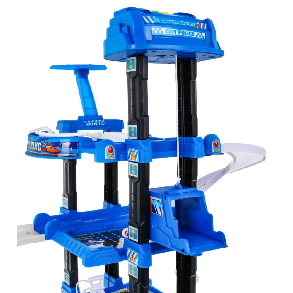 układ torów dla pojazdów na dolnym poziomie parkingu