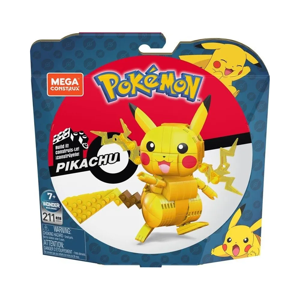 klockowa figurka Pikachu z przegubowymi kończynami na białym tle