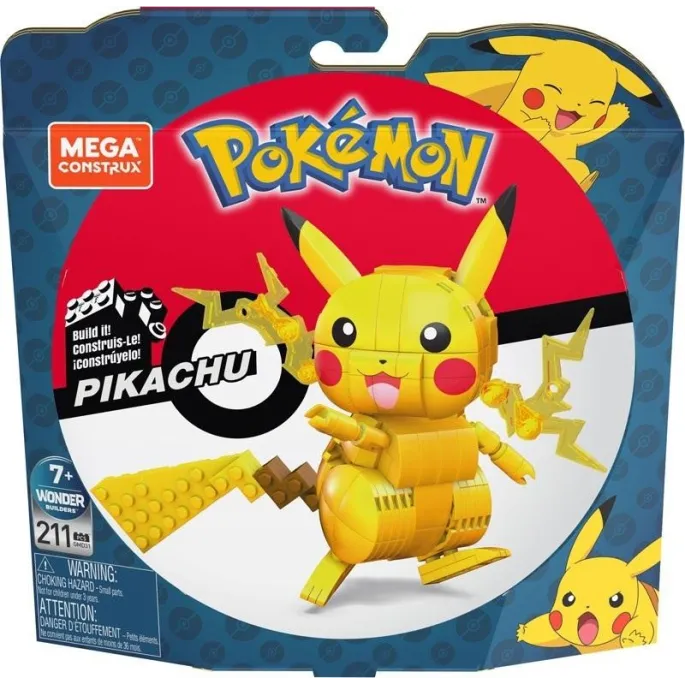 klockowa figurka Pikachu z przegubowymi kończynami na białym tle