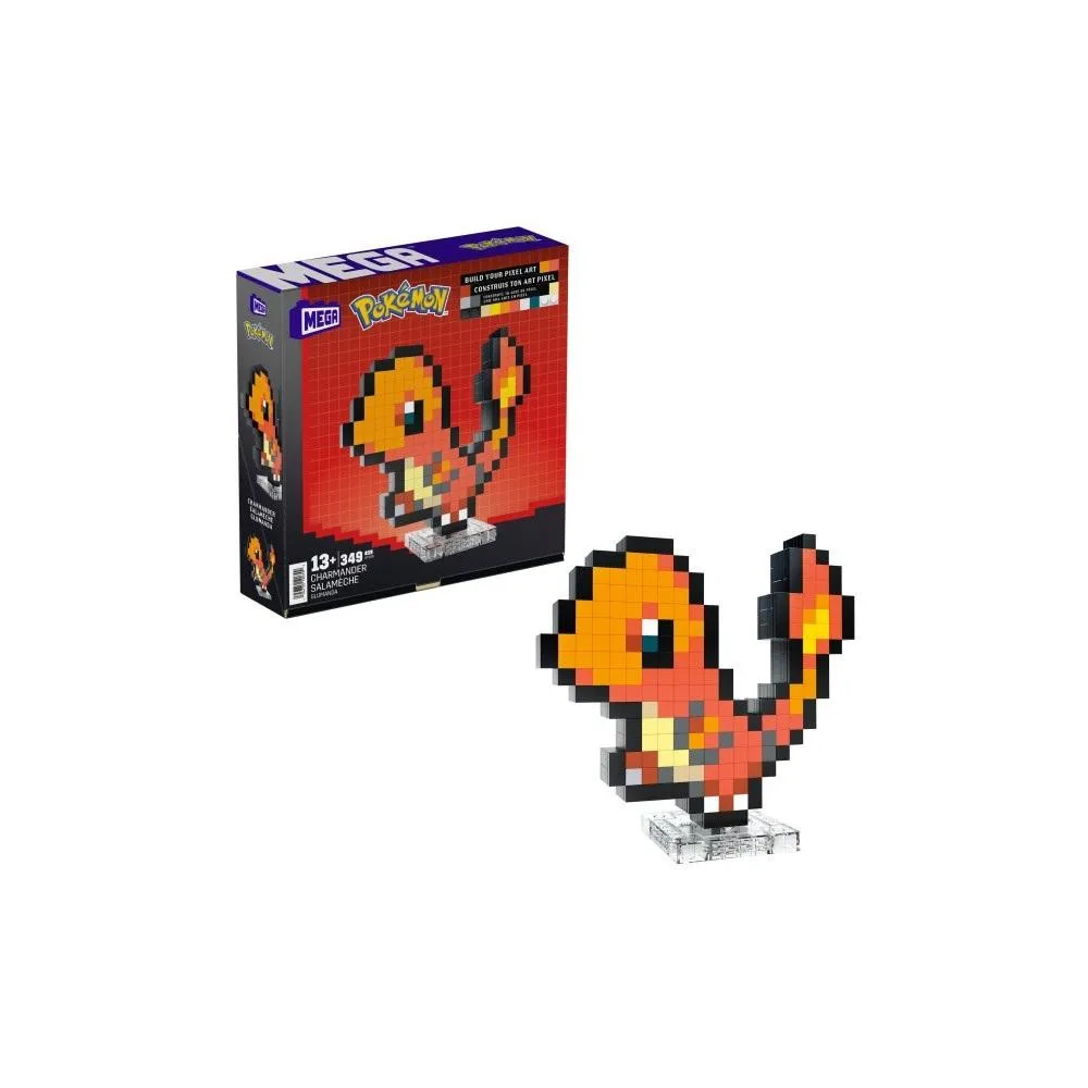 Pixelowa figurka Charmander Mega ze stojakiem na biurku