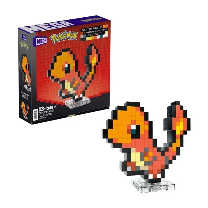 Pixelowa figurka Charmander Mega ze stojakiem na biurku