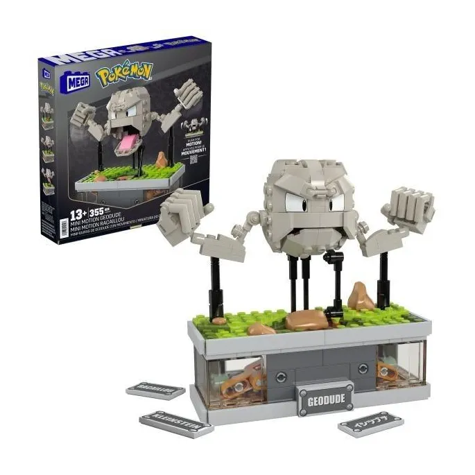 Mega Pokemon Geodude z ruchem złożony na białym tle, 12,5 cm