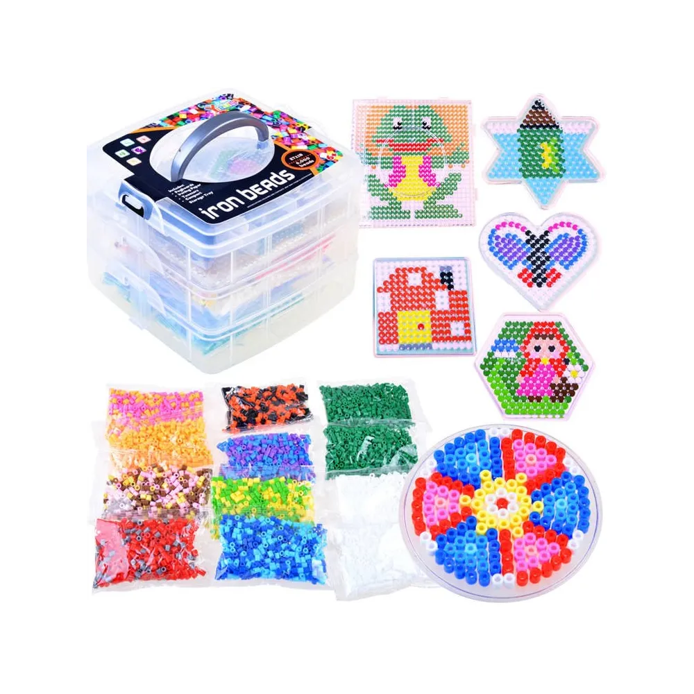 Mega zestaw koralików do prasowania 6000 elementów w opakowaniu z przegródkami