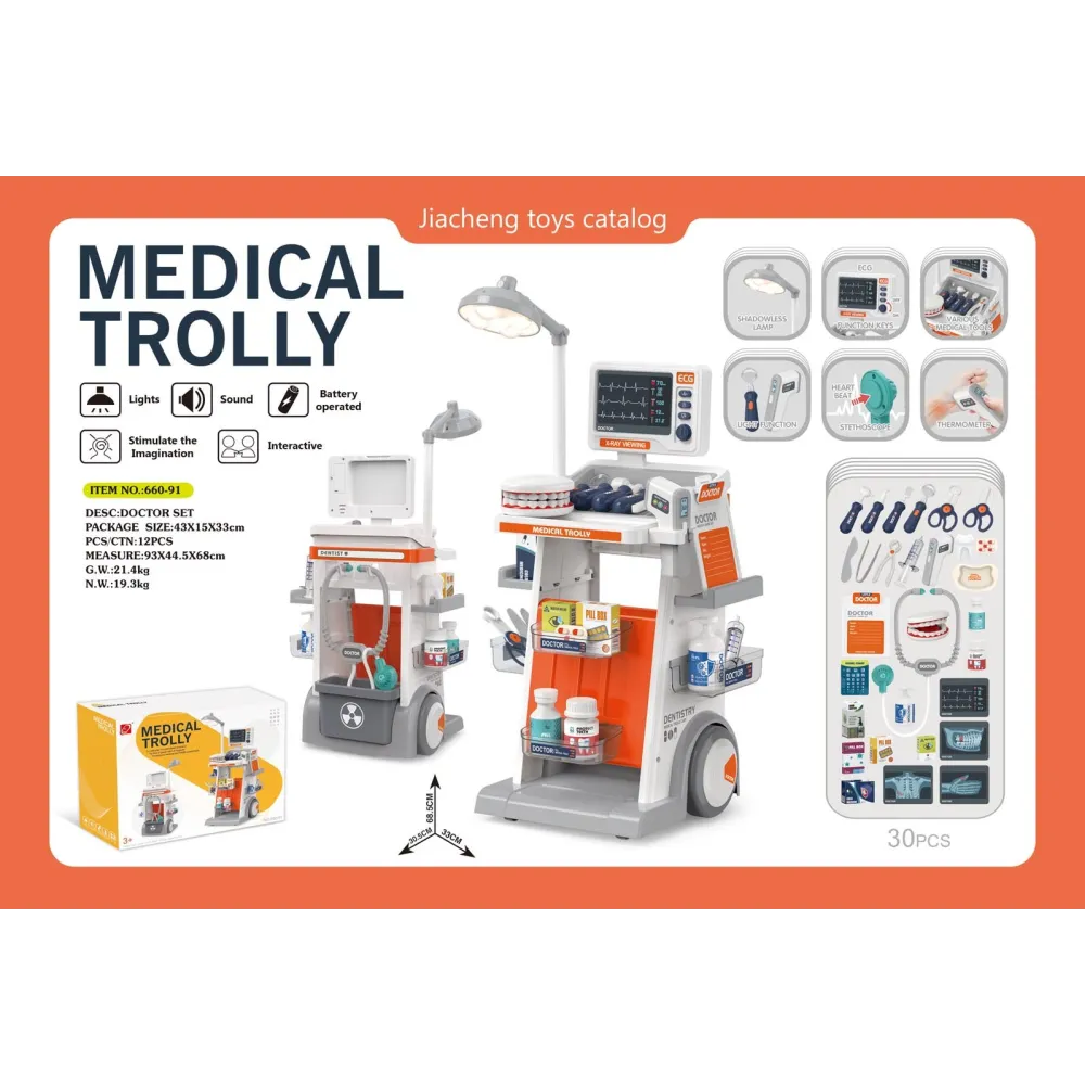 pomarańczowy zestaw lekarza z akcesoriami do zabawy dla dzieci