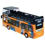 metalowy autobus zabawka podczas jazdy do przodu na podłożu