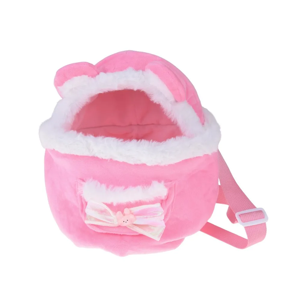 dziecięcy plecak z uszkami i futerkiem oraz maskotką w środku