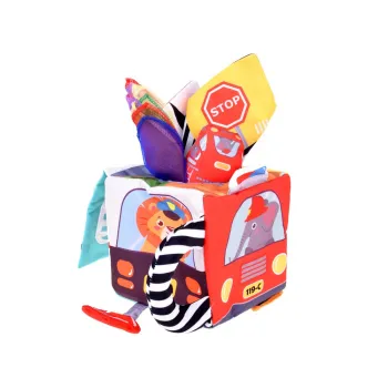 Miękka Kostka Sensoryczna Pojazdy pudełko z chusteczkami montessori ZA5587