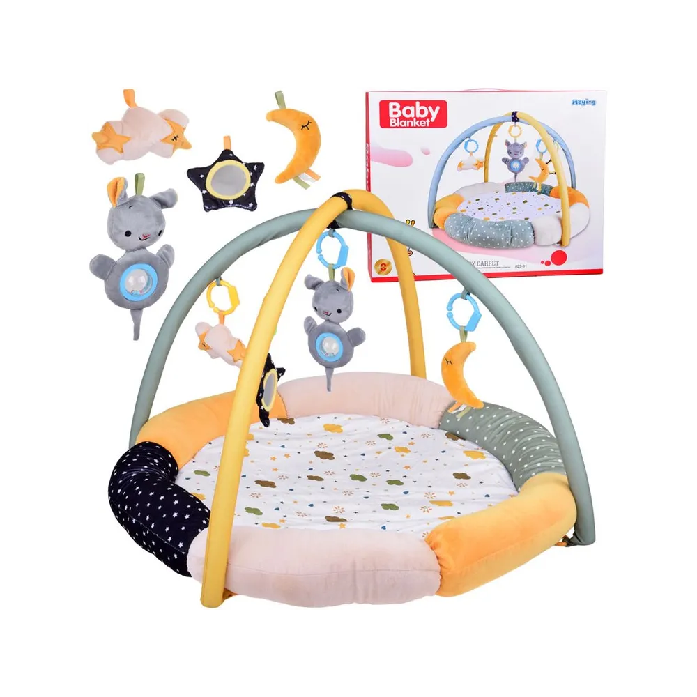 Miękka mata edukacyjna CHMURKA z pałąkiem w stonowanych kolorach