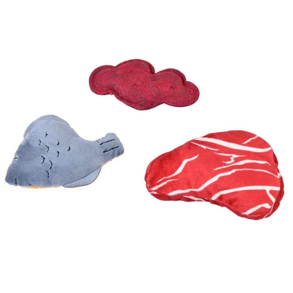 zbliżenie na kolorowe materiałowe warzywa z zestawu