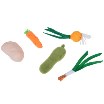 zbiór różnych warzyw obok pudełka z zupą do zabawy