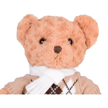 widok misia w stylowym sweterku z boku