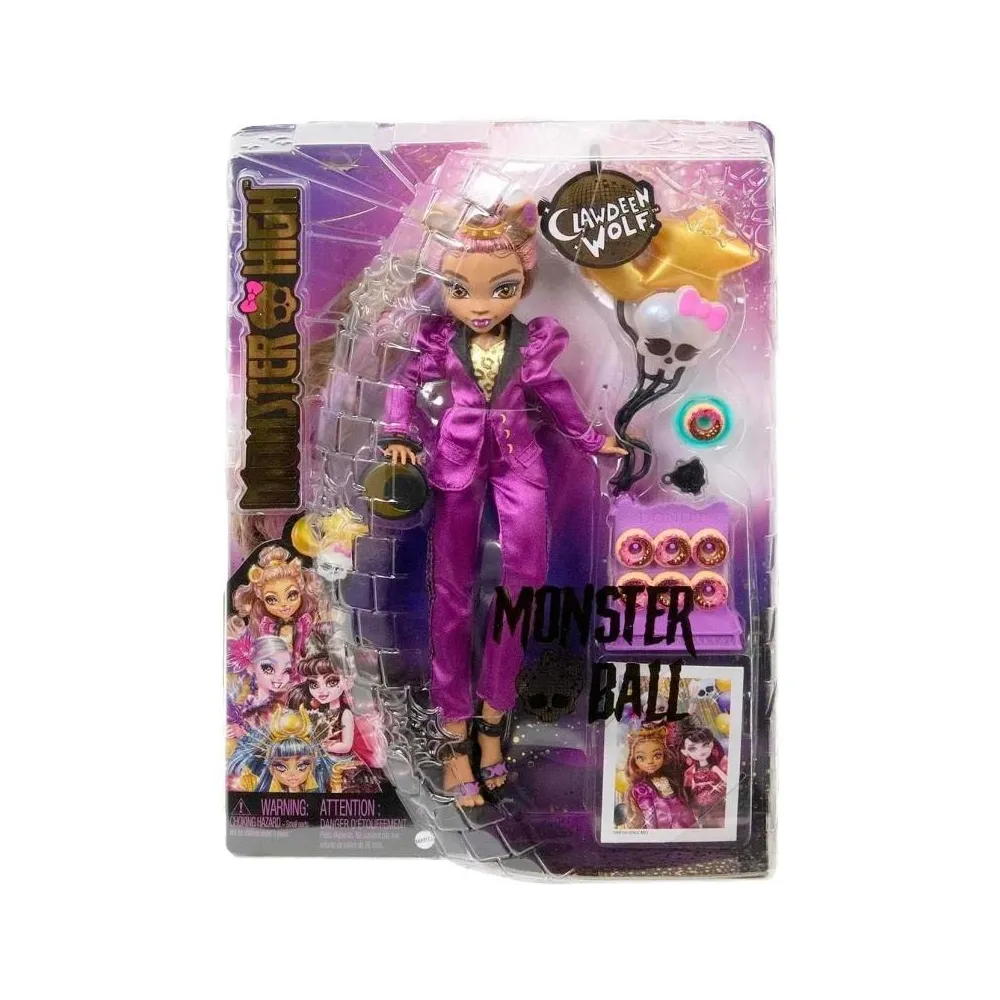 Lalka Monster High Clawdeen Wolf w balowej stylizacji z dodatkami