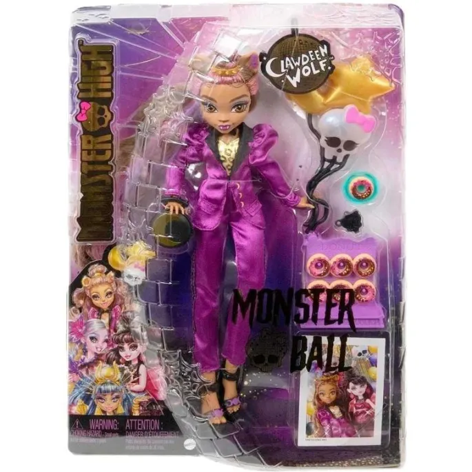 Lalka Monster High Clawdeen Wolf w balowej stylizacji z dodatkami