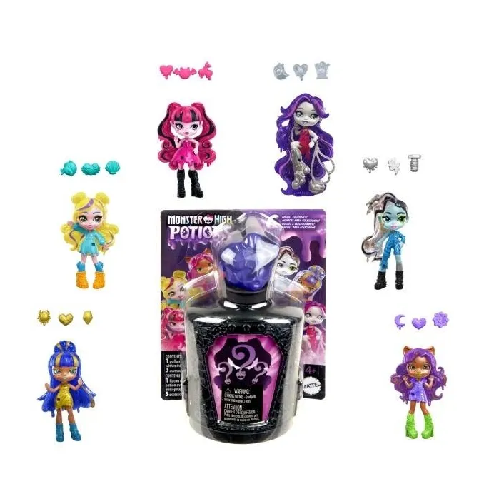 Monster High Eliksiry Minilalka Seria 1 mix z zestawem magicznych ozdób w saszetce