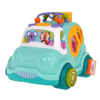 Przekładanka z koralikami na dachu zabawki autobusowej