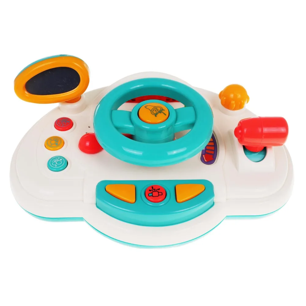 zbliżenie na podświetlane przyciski i deskę rozdzielczą w symulatorze